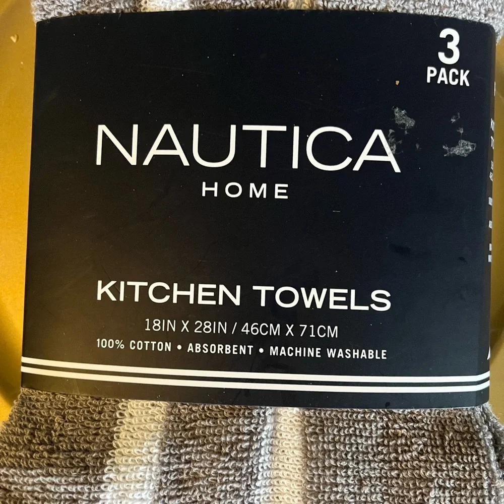 Nautica Home Gray and White  pack 3 Kitchen Towels style